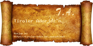 Tiroler Adorján névjegykártya